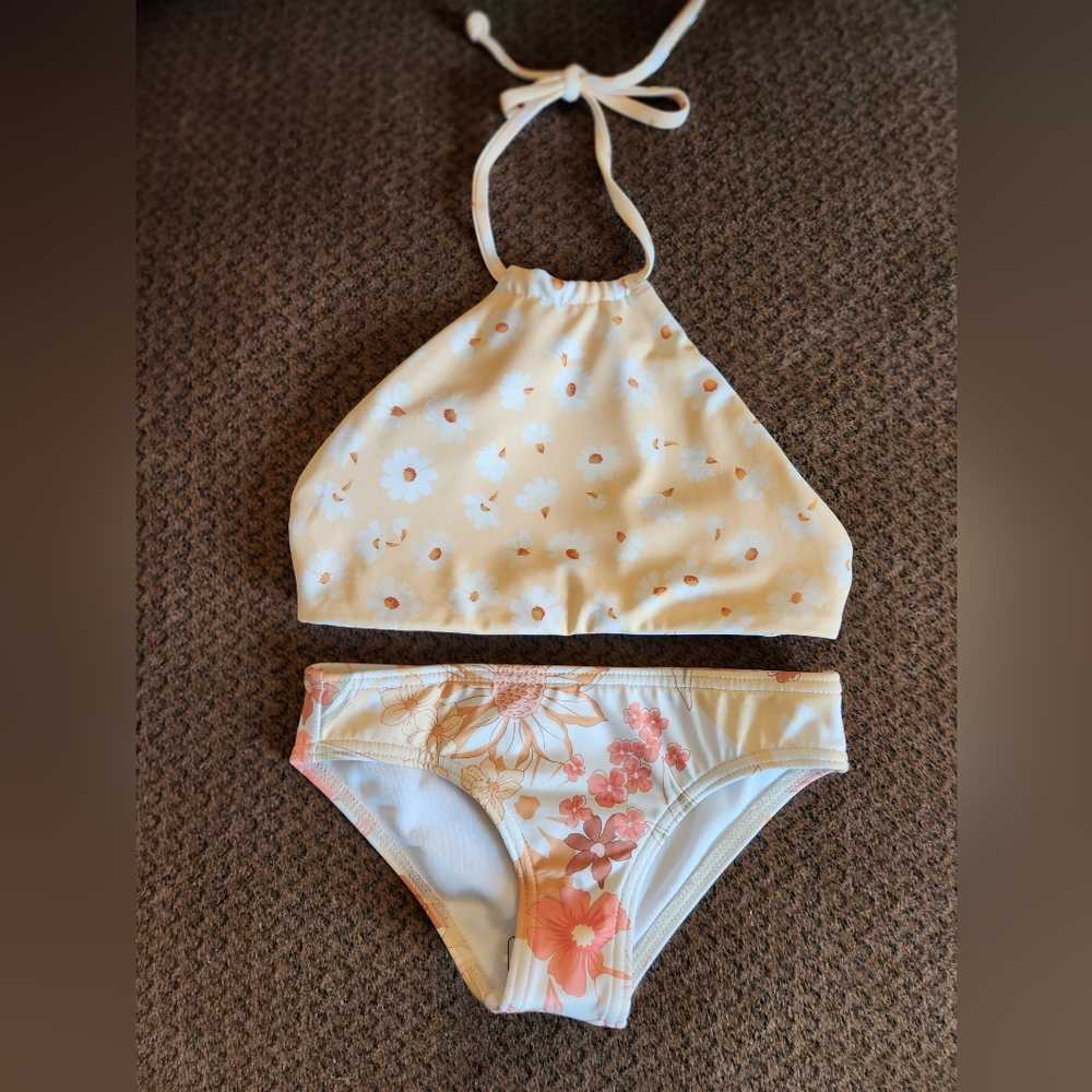 Billabong Girl's Little Bit of Sunshine High Neck Two Piece Swim Set NWT - Picture 3 of 6
